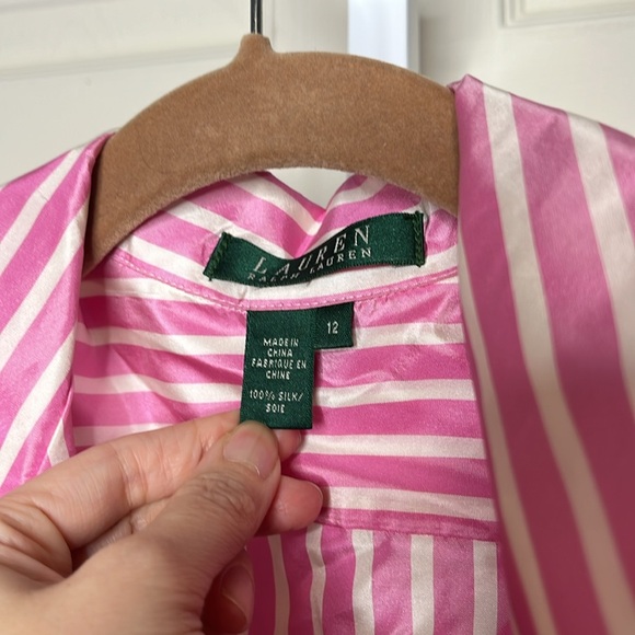 Ralph Lauren Women’s Silk Stripe Blouse Size 12 - Picture 3 of 6